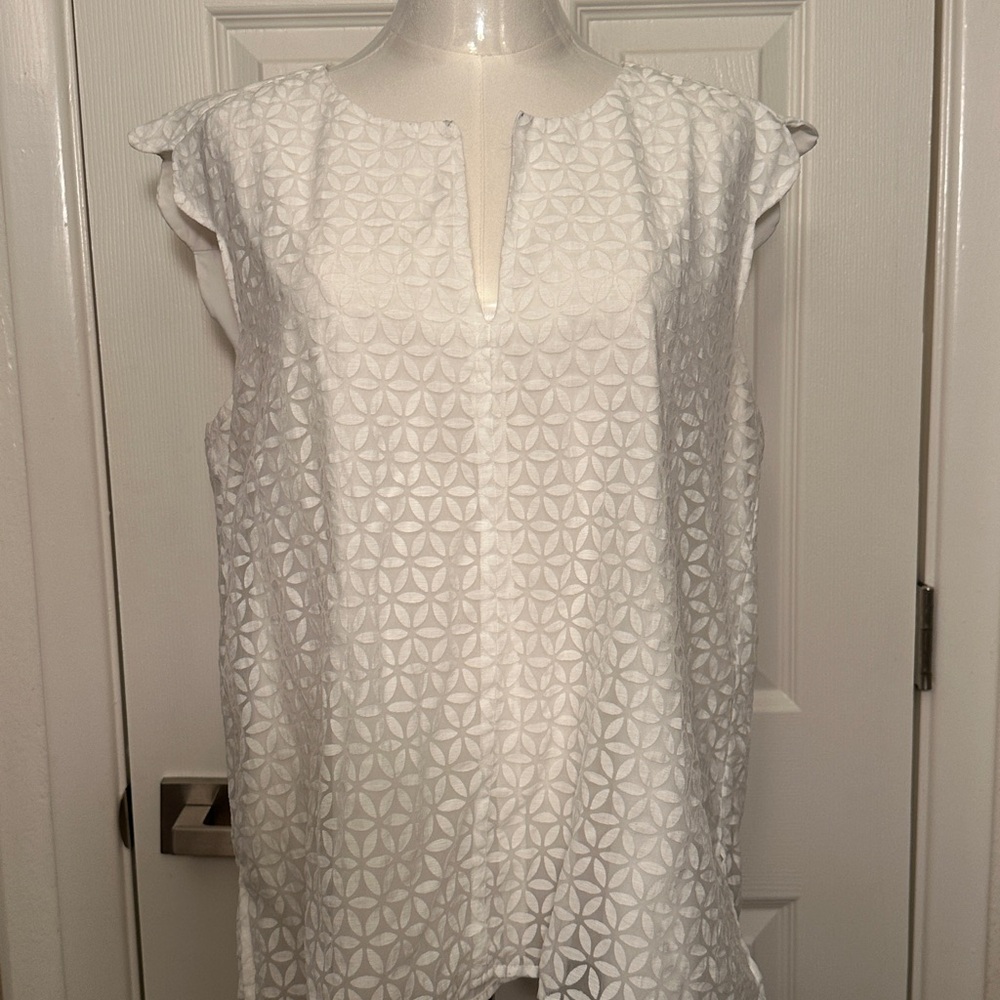 Preston & York White Lace Overlay Blouse
